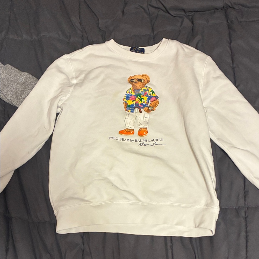 Polo by Ralph Lauren White Sweater with Colorful Bear